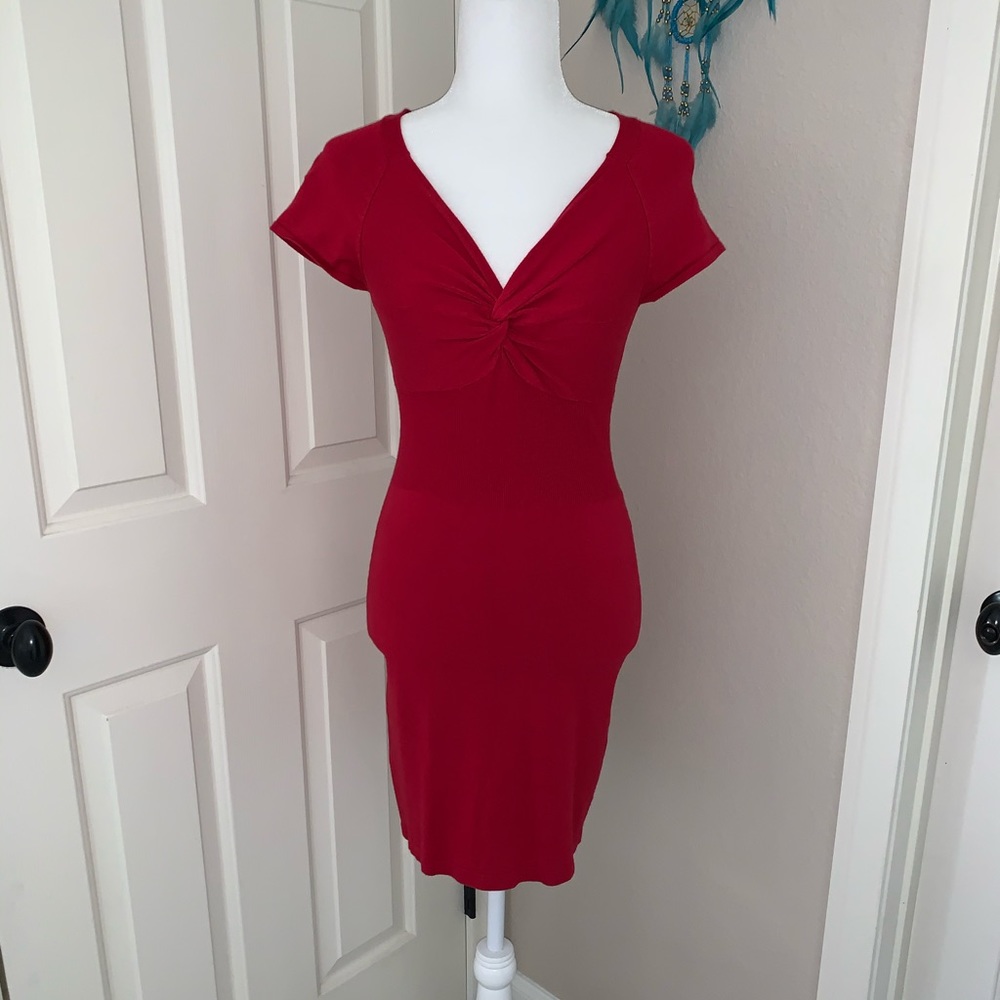 ❌SOLD❌Morgan red bodycon sweater dress